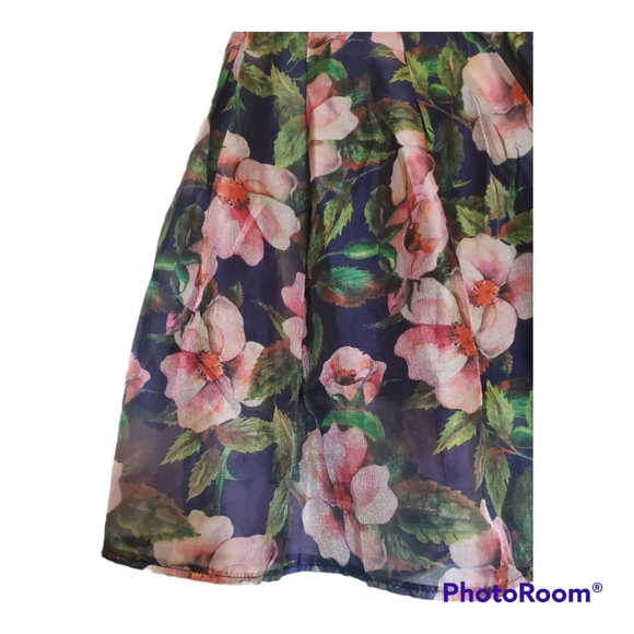 High Waist Floral Print Flare Full Skirt - Size XXS, 00 - Picture 4 of 5